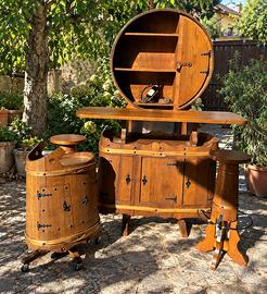 Set bar rustico in legno 5 pezzi
