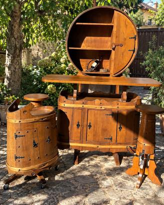 Set bar rustico in legno 5 pezzi