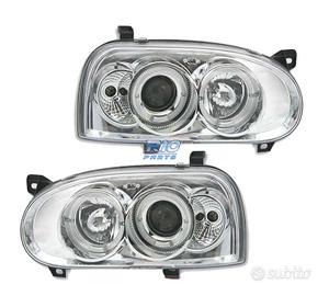 FARI VOLKSWAGEN VW GOLF 3 ANGEL EYES CROMATI FONDO
