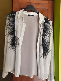 Camicia in Chiffon con Piume "HEFTY Italy"