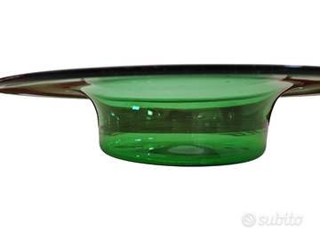 Centrotavola vintage anni 70 in vetro verde