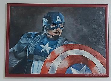 Quadro dipinto a mano Capitan America olio su tela