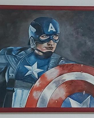 Quadro dipinto a mano Capitan America olio su tela