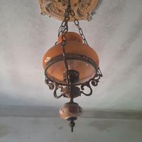 lampadario lucerna vintage ceramica e vetro