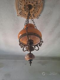 lampadario lucerna vintage ceramica e vetro