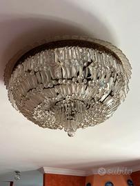 Lampadario in cristallo e bronzo vintage anni 60