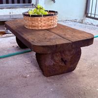 Tavolino o panca artigianale in legno di pero