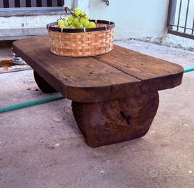 Tavolino o panca artigianale in legno di pero