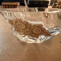 Ciotola cristallo Boemia  lamina girasoli argento