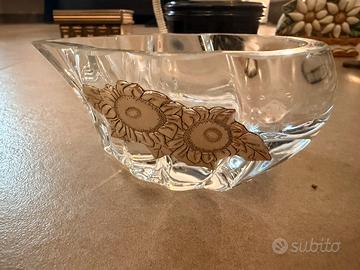 Ciotola cristallo Boemia  lamina girasoli argento