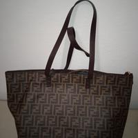 Borsa shopper logata marrone 