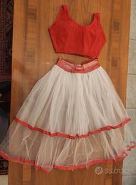 Gonna in tulle bianco bordata con top
