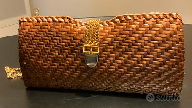 Elegant borsa vintage paglia midollino intrecciato
