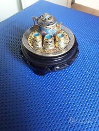 Set da thè in miniatura tecnica smalto Cloisonnè 
