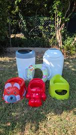 set con 2 mangia pannolini, 3 vasini un riduttore