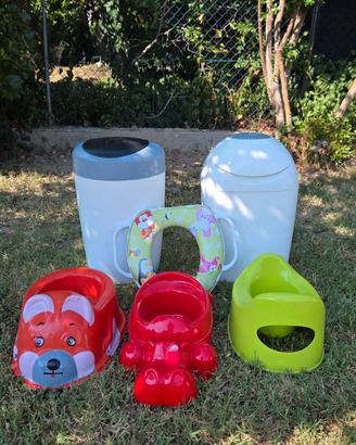 set con 2 mangia pannolini, 3 vasini un riduttore
