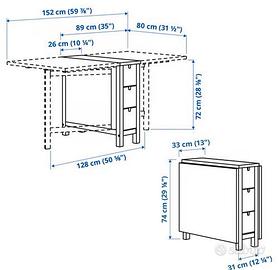tavolo pieghevole ikea Norden in betulla