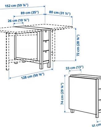 tavolo pieghevole ikea Norden in betulla