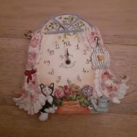 Orologio da parte ceramica artigianale con gatto