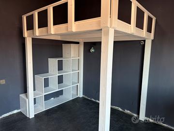 Soppalco in legno  letto a soppalco