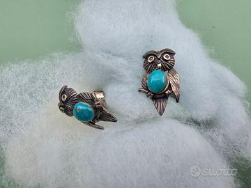 graziosi orecchini argento e pietra gufo