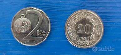 blocco di monete Repubblica Ceca e Svizzera 