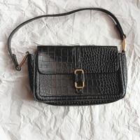 Borsa baguette vintage per donna, nera