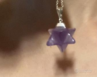 Ciondolo Merkaba di Ametista e Quarzo Rosa