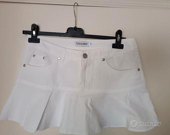 Minigonna Vintage y2K,cotone bianco, Tg. S