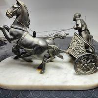 Biga Romana 2 cavalli con base in marmo