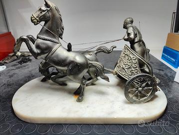 Biga Romana 2 cavalli con base in marmo