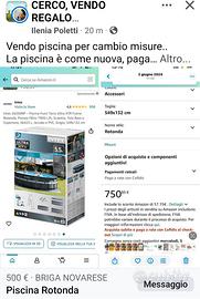 Piscina intex  fuori terra rotonda