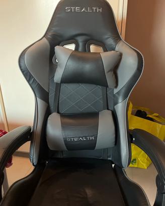 Sedia da gaming nera e grigia nuova STEALTH