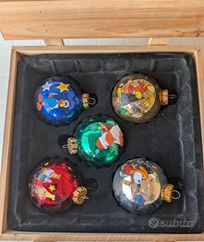 Set 5 palline di Natale di vetro decorare a mano.