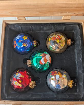 Set 5 palline di Natale di vetro decorare a mano.