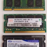 Memoria RAMM SODIMM 4GB 2GB 1GB