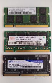 Memoria RAMM SODIMM 4GB 2GB 1GB