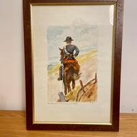 Aquerello Carabiniere a cavallo - da G. Fattori