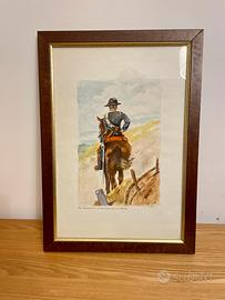 Aquerello Carabiniere a cavallo - da G. Fattori