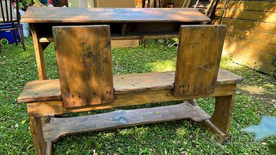 banco scolastico in legno