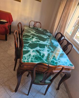 Tavolo e 6 sedie CHIPPENDALE