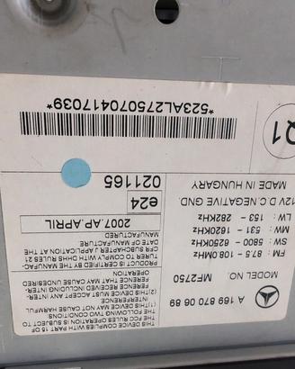 A1698700689 AUTORADIO MERCEDES CLASSE B 200 W245 2