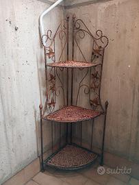 Scaffale angolare ferro battuto
