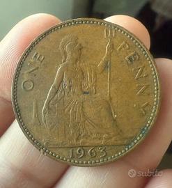 Moneta One Penny 1963 - Regina Elisabetta II