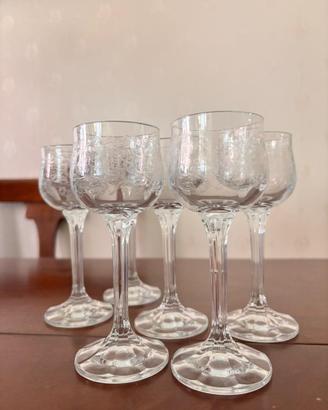 6 bicchieri di cristallo di Boemia incisi vintage