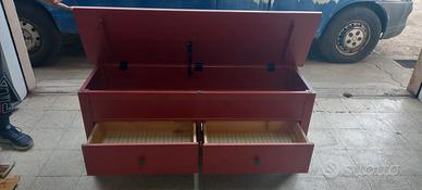Cassapanca moderna in legno rosso