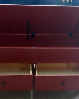 Cassapanca moderna in legno rosso