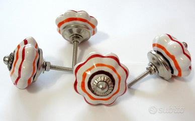 Set 4 pomelli ceramica decorati