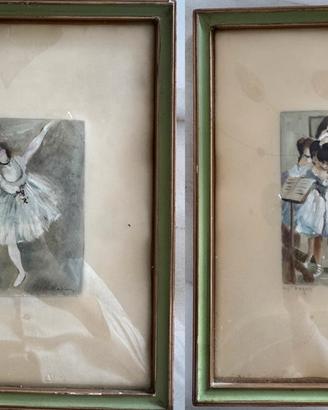 Coppia quadri ballerine stile Degas by A. Zivieri