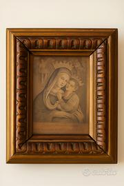 Antica Madonna con Bambino in rame del 1851
